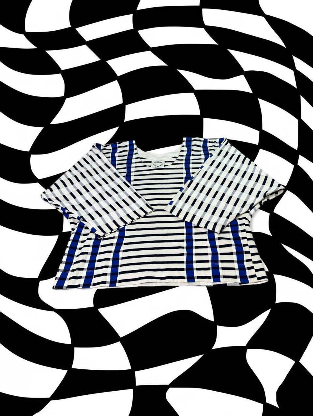 Vanessa Schindler x Petit Bateau white and blue striped crop top